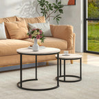 Round Nesting Coffee Table End for Living Room (Set of 2)