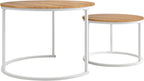 Round Nesting Coffee Table End Tables for Living (Set of 2)