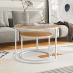 Round Nesting Coffee Table End Tables for Living (Set of 2)