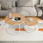 Round Nesting Coffee Table End Tables for Living (Set of 2)