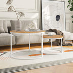 Round Nesting Coffee Table End Tables for Living (Set of 2)