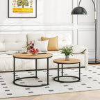 Round Nesting Coffee Table End Tables for Living (Set of 2)