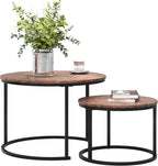 Round Nesting Coffee Table for Living Room End (Set of 2)