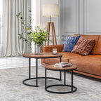 Round Nesting Coffee Table for Living Room End (Set of 2)