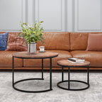 Round Nesting Coffee Table for Living Room End (Set of 2)