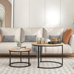Round Nesting Coffee Table for Living Room End (Set of 2)