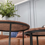 Round Nesting Coffee Table for Living Room End (Set of 2)
