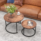 Round Nesting Coffee Table for Living Room End (Set of 2)