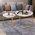 Round Nesting Coffee Table for Living Room Marble (Set of 2)