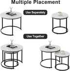 Round Nesting Coffee Table for Living Room Marble (Set of 2)