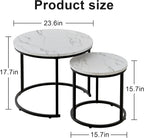 Round Nesting Coffee Table for Living Room Marble (Set of 2)
