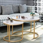 Round Nesting Coffee Table for Living Room Marble (Set of 2)