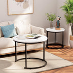 Round Nesting Coffee Table for Living Room Marble (Set of 2)