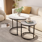 Round Nesting Coffee Table for Living Room Marble (Set of 2)
