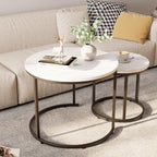 Round Nesting Coffee Table for Living Room Marble (Set of 2)