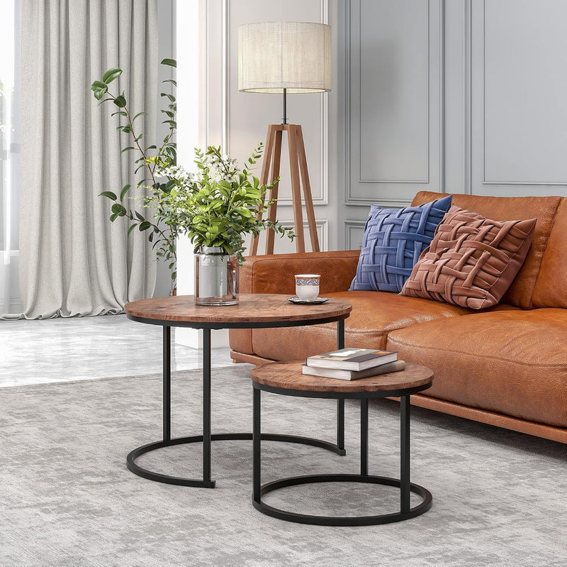 Round Nesting Coffee Table for Living Room (Set of 2)