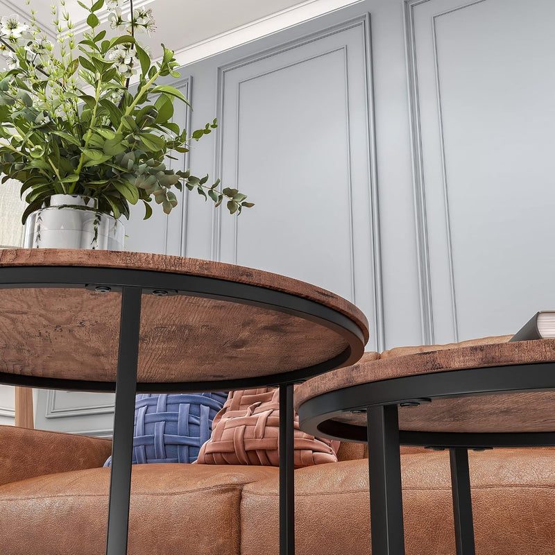 Round Nesting Coffee Table for Living Room (Set of 2)