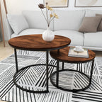 Round Nesting Coffee Table Modern Side End (Set of 2)