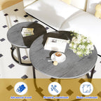 Round Nesting Coffee Table Modern Side End (Set of 2)