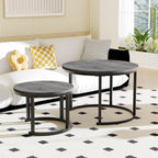 Round Nesting Coffee Table Modern Side End (Set of 2)