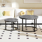 Round Nesting Coffee Table Modern Side End (Set of 2)