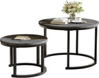 Round Nesting Coffee Table Modern Side End (Set of 2)
