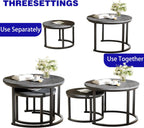 Round Nesting Coffee Table Modern Side End (Set of 2)