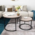 Round Nesting Coffee Table Modern Side End (Set of 2)
