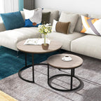 Round Nesting Coffee Table Modern Side End (Set of 2)