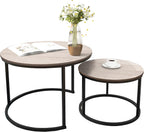 Round Nesting Coffee Table Modern Side End (Set of 2)