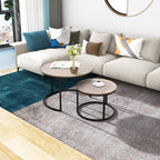 Round Nesting Coffee Table Modern Side End (Set of 2)