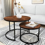 Round Nesting Coffee Table Modern Side End (Set of 2)
