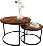 Round Nesting Coffee Table Modern Side End (Set of 2)