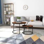 Round Nesting Coffee Table Modern Side End (Set of 2)