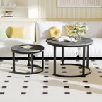 Round Nesting Coffee Table Modern Side End (Set of 2)