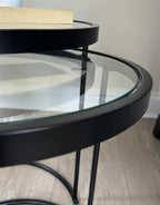 Round Nesting Table-Clear Glass Top Frame (Set of 2)