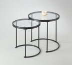 Round Nesting Table-Clear Glass Top Frame (Set of 2)