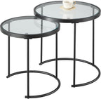 Round Nesting Table-Clear Glass Top Frame (Set of 2)