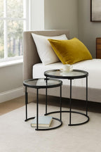 Round Nesting Table-Clear Glass Top Frame (Set of 2)