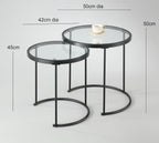 Round Nesting Table-Clear Glass Top Frame (Set of 2)