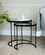 Round Nesting Table-Clear Glass Top Frame (Set of 2)