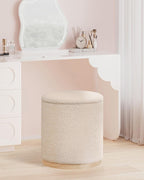 Round Ottoman with Storage Makeup Vanity Stool Chair (Set of 2)