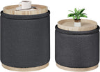 Round Ottoman with Storage Makeup Vanity Stool Chair (Set of 2)