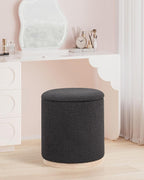 Round Ottoman with Storage Makeup Vanity Stool Chair (Set of 2)