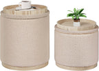 Round Ottoman with Tray Vanity Stool Storage (Set of 2)