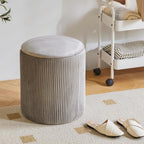 Round Ottoman with Storage Velvet Vanity Stool (Set of 2)