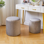 Round Ottoman with Storage Velvet Vanity Stool (Set of 2)