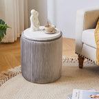 Round Ottoman with Storage Velvet Vanity Stool (Set of 2)