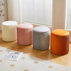 Round Ottoman with Storage Velvet Vanity Stool (Set of 2)