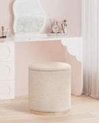 Round Ottoman with Tray Vanity Stool Storage Chenille (Set of 2)